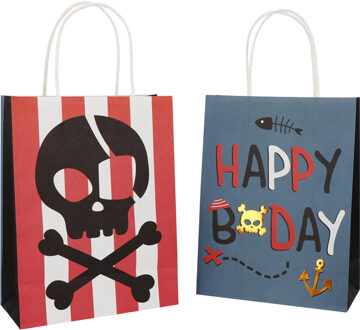Pirate Party UitdeelTasjes Happy Bday 20x27cm (6st) Multikleur - Print