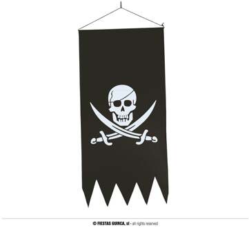 Piraten Banner Schedel & Zwaarden (40x80cm) Zwart