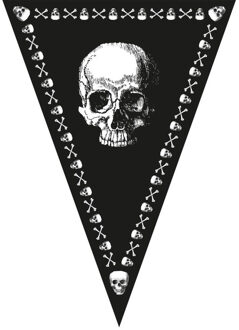 Piraten doodshoofd thema vlaggetjes slinger/vlaggenlijn zwart van 5 meter