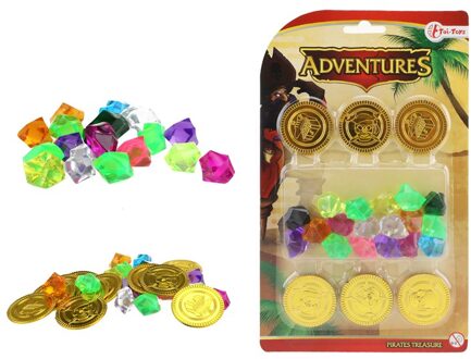 piraten munten 3,5 cm goud en diamanten Goudkleurig