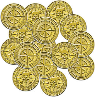 Piraten munten/geld - kunststof - 100x gouden munten - Verkleed speelgoed Goudkleurig