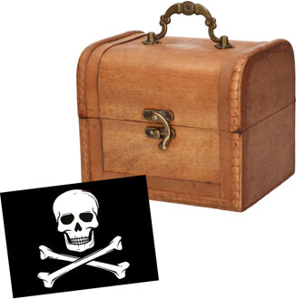 Piraten schatkistje - 15 x 12 x 12 cm - sieraden kistje Multi