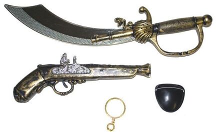 Piraten set 4 delig zwaard/pistool