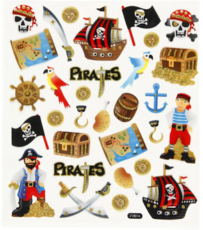 Piraten stickers met glitter - Stickers Multikleur