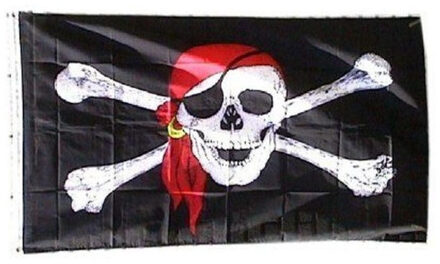 Piraten thema vlag Bones - 90 x 150 cm - Kinderfeestje of verjaardag - Feestartikelen/versiering Multi