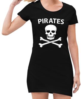 Piraten verkleed jurkje met doodshoofd zwart voor dames L (42)