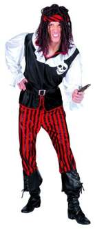 Piratenpak man 4-delig Rood - Zalm, Zwart