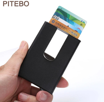 PITEBO Fashion high-grade creative stainless steel business card box, leather creative business card storage metal impressionism