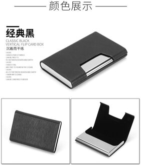Pitebo Luxe Pu Lederen Visitekaarthouder Met Magnetische Gesp Dunne Pocket Kaarthouder Rvs Credit Card Id Card zwart