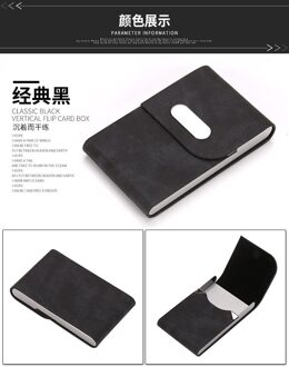 Pitebo Modieuze Creditcard Zak Mannen En Vrouwen Travel Card Portemonnee Leer Rvs Business Identiteitskaart Tas Mooie Goede zwart