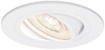 Pittsburg LED inbouwspot - 6W 570lm - GU10 LED Module - Extra plat - 4000K neutraal wit - Dimbaar - Rond - Kantelbaar - Voor binnen - Wit