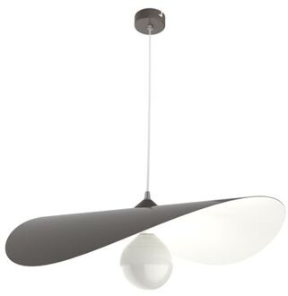 Piuma Hanglamp, 1x E27, Metaal, Grijs Taupe/wit, D.60cm
