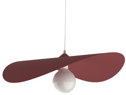 Piuma Hanglamp, 1x E27, Metaal, Rood Cowhide, D.60cm