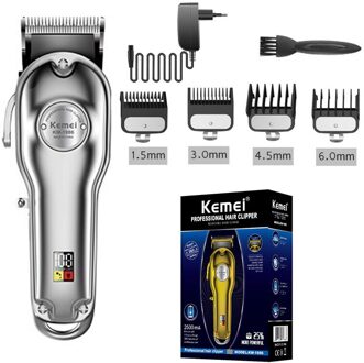 Pivot Motor Tondeuse Professionele Tondeuse Mannen Alle Metalen Elektrische Haar Snijmachine Kapper Cord Draadloze Haar Cutter sliver met doos