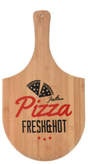 Pizza bord/snijplank met handvat fresh & hot 53 cm van hout - Snijplanken Bruin