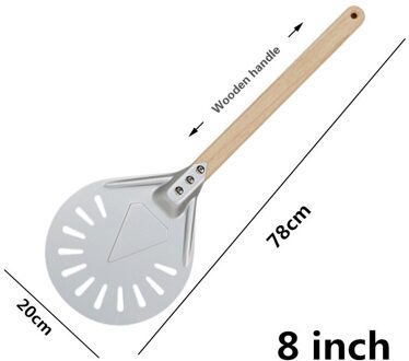 Pizza Draaien Kleine Pizza Schil Paddle Korte Ronde Pizza Tool Non Slip Houten Handvat 8 9 Inch Geperforeerde Pizza Schop aluminium 8 duim 78cm