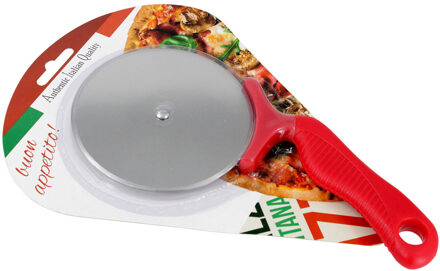 Pizzaroller/pizza snijder rood 21 cm