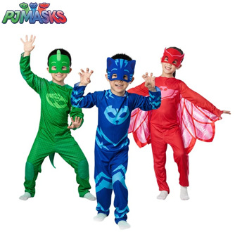 PJ Masks Costume Cosplay Half Face Mask Funny Halloween Party Superhero Anime Figure Kids Clothes Sets Child Festival Gift