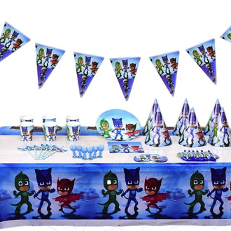 Pj Masks Disposable Tableware Supplies Children Cartoon Theme Birthday Party Decorations Cartoon Anime Figures Catboy Owlette