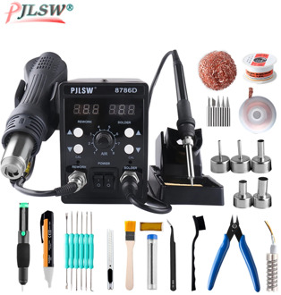 PJLSW 8786D Electric Soldering Irons +Hot Air Gun Better SMD Rework Station Upgraded 8786D
