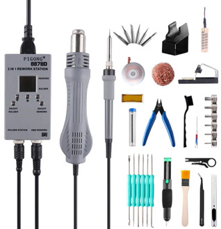 PJLSW 8878D EU/US PLUG Portable BGA Rework Solder Station Hot Air Blower Heat Gun + Welding tools
