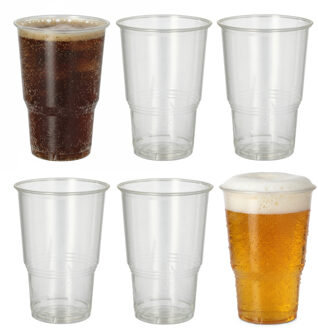 PLA frisdrank/bier glazen - 100x stuks - 250 ml - Horeca drinkbekers - transparant