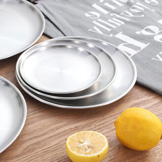 Plaat Sets Serveren Gerechten Diner Multipurpose Ronde Serveren Gerechten Rvs Lade Spiegel Polish Afgewerkte Keuken Lade 34Cm 17 cm