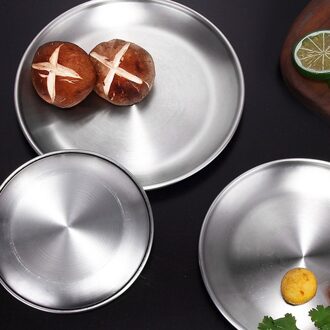 Plaat Sets Serveren Gerechten Diner Multipurpose Ronde Serveren Gerechten Rvs Lade Spiegel Polish Afgewerkte Keuken Lade 34Cm 34 cm