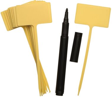 Plaatetiketten incl.tuinstift H13cm set a 10 stuks Geel