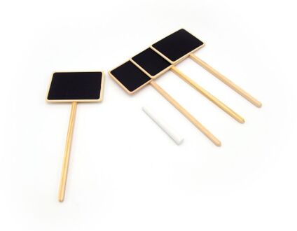 Plaatetiketten - Van FSC-Hout - 6x8,6cm - Inclusief krijtje - 4 stuks