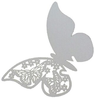 Plaats Kaarten Shimmer Gesneden Witte Vlinder Naam Plaats Kaart Voor Bruiloft Champagne Wijn Glas Of Tafel Nummer Decoratie 1Pc