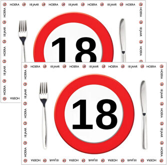 Placemat 18 jaar - 20x stuks - 42 x 30 cm - 90g - papier - verjaardag - jubileum