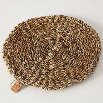 Placemat - 1x - zeegras handgemaakt - naturel bruin - D40 cm