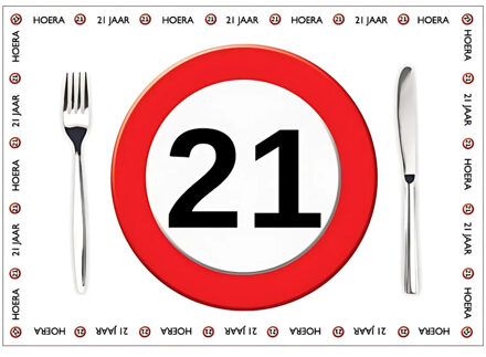 Placemat 21 jaar - 10x stuks - 42 x 30 cm - 90g - papier - verjaardag - jubileum Multi