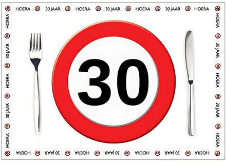 Placemat 30 jaar - 10x stuks - 42 x 30 cm - 90g - papier - verjaardag - jubileum Multi