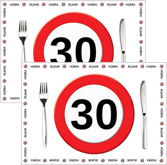 Placemat 30 jaar - 20x stuks - 42 x 30 cm - 90g - papier - verjaardag - jubileum