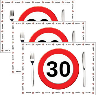 Placemat 30 jaar - 30x stuks - 42 x 30 cm - 90g - papier - verjaardag - jubileum