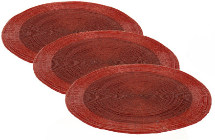 Placemat - 4x stuks - rood - D35 cm - kunststof - rond - onderlegger