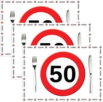 Placemat 50 jaar - 30x stuks - 42 x 30 cm - 90g - papier - verjaardag - jubileum