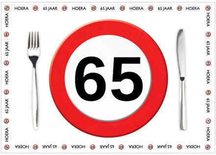 Placemat 65 jaar - 10x stuks - 42 x 30 cm - 90g - papier - verjaardag - jubileum