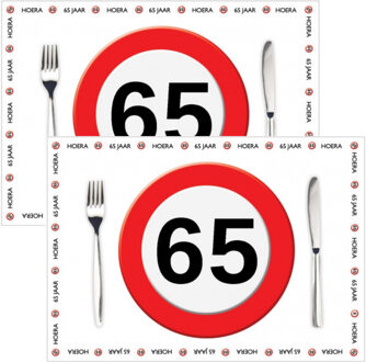 Placemat 65 jaar - 20x stuks - 42 x 30 cm - 90g - papier - verjaardag - jubileum