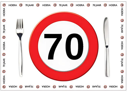 Placemat 70 jaar - 10x stuks - 42 x 30 cm - 90g - papier - verjaardag - jubileum Multi