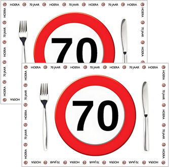 Placemat 70 jaar - 20x stuks - 42 x 30 cm - 90g - papier - verjaardag - jubileum