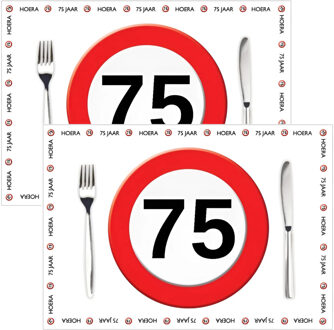 Placemat 75 jaar - 20x stuks - 42 x 30 cm - 90g - papier - verjaardag - jubileum