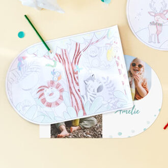 Placemat boog met kleurplaat Kerstmis - Set van 24