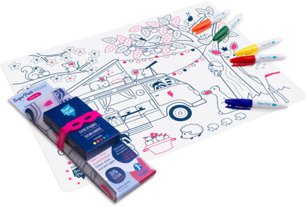 Placemat Kampeerbusje siliconen placemat om in te kleuren | SuperPetit
