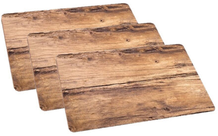 Placemat kunststof eikenhout opdruk - Set van 6x stuks - 44 x 28,5 cm - Tafel dekken