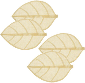 Placemat Leaf - 4x - beige - ovaal - 50 x 33 cm - Decoratief
