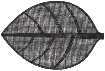Placemat Leaf - zwart - ovaal - 50 x 33 cm - Decoratief