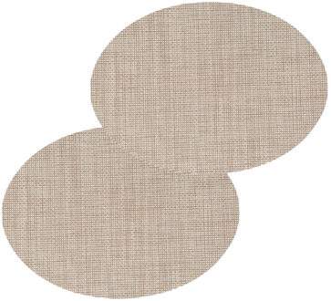 Placemat Maoli - Set van 6x stuks - ovaal - naturel - 48 x 35 cm - kunststof - onderlegger